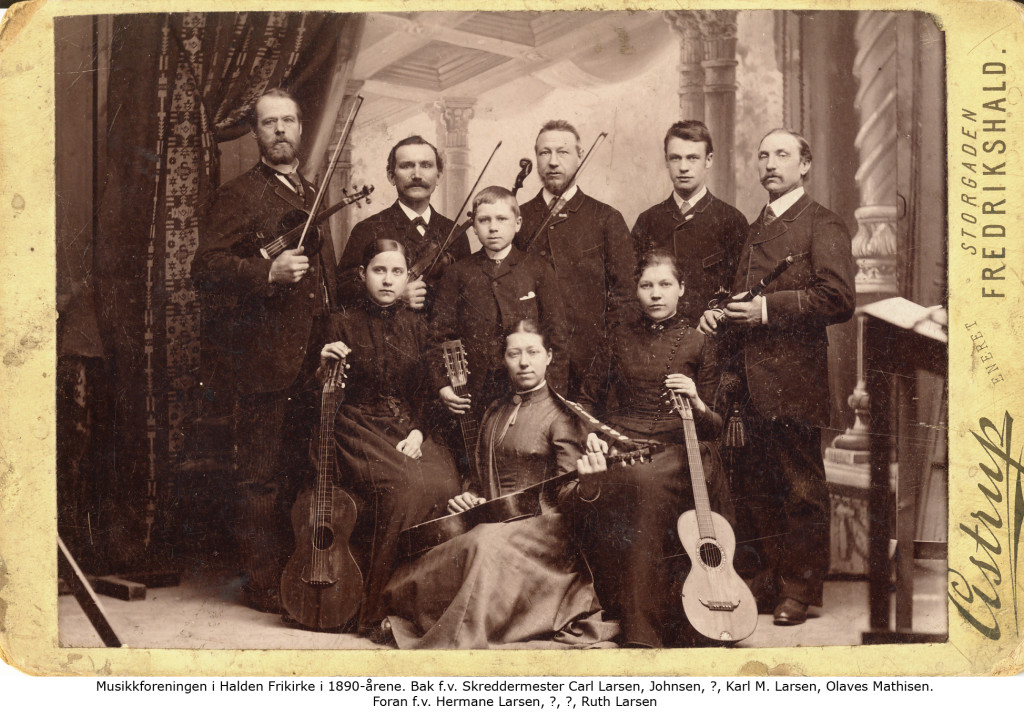 Musikkforeningen i Halden Frikirke i 1890-årene. Foto.